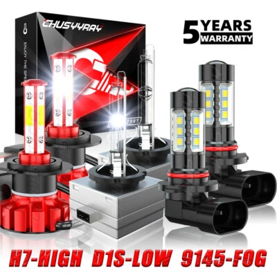 For BMW 750i 750Li 760Li 2006-2008 HID LED Headlight Hi/Lo Beam+Fog Light Bulbs - Image 1 of 4