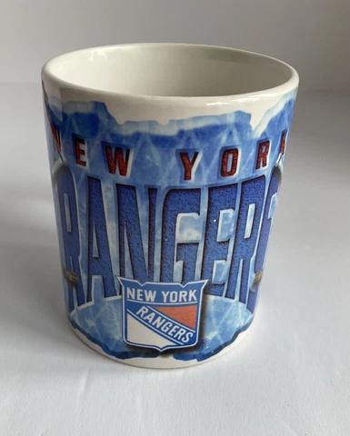 NHL New York NY RANGERS Coffee Tea Ceramic MUG 12 oz. Logo Hockey Goalie Helmet Cover