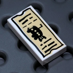 NEW LEGO - Tiles - Decorated - 1x2 SpongeBob Bus Ticket White x1 - 3830 Bikini - Picture 1 of 1