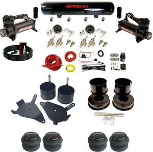 Blk Manual Air Ride Suspension Kit 3/8" DLOE Valves Bags Brackets For 8288 GBody - Picture 1 of 24