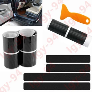 4pcs Car Accessories Door Sill Scuff Welcome Pedal Protect Carbon Fiber Sticker - Imagen 1 de 10