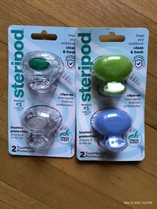 4 X STERIPOD Clip On Spazzolino Pod Protezione Custodia Igienizzante Profumo Fresco - Foto 1 di 3