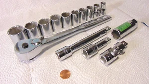 Vtg =CRAFTSMAN= 1/2" Drive 15 Pce STD SAE Socket Set 12 Pt Made In USA-EXCELLENT - Picture 1 of 13