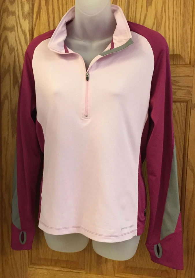 Camisa Deportiva Manga Larga Mujer 2 Tonos Rosa Talla Grande Pulgares Comodidad de Movimiento Foto 1 de 3