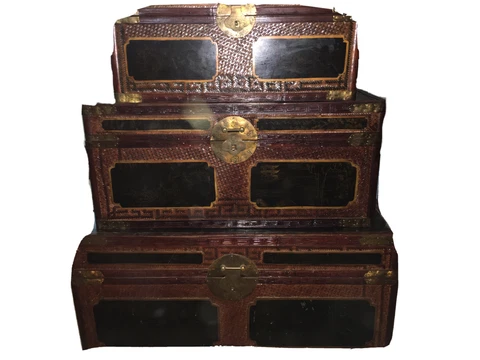 Vintage Maitland Smith handmade wicker trunk Cover