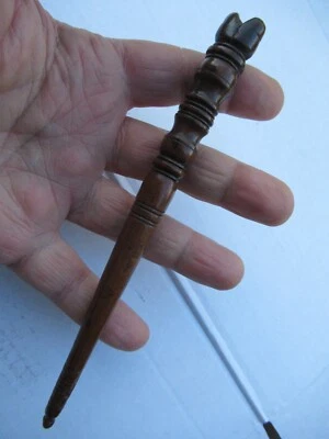 RARE ANCIEN AFFIQUET PORTE AIGUILLE TRICOT ART POPULAIRE 19 ème Th OLD FOLK ART - Photo 1/4