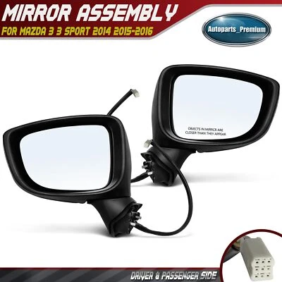 Espejo retrovisor eléctrico 2 piezas con luz de señal térmica para Mazda 3 Sport 2014-2016 construido en Japón Foto 1 de 4