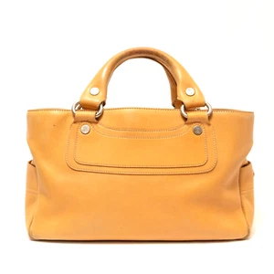 CELINE Boogie Bag Yellow Beige Leather Hand bag Auth from JAPAN - Picture 1 of 24