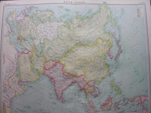 1920 MAP OF ASIA - POLITICAL Russia, Siberia, India, China Plate 49 Times Atlas - Picture 1 of 6