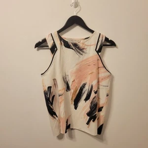 River Island Womens Blouse Cami Vest Top Size 10 White Pink Black Party Wedding - Picture 1 of 7