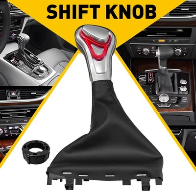 Cubierta de bota de cuero con perilla de cambio de marchas negra para Audi A6 C6 2006-2011 Foto 1 de 4