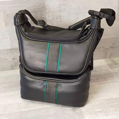 Vintage SANYO Black Faux Leather Dual Storage Camcorder Camera Bag - Image 1 of 4