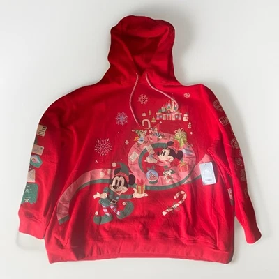 NUEVO Pullover Sudadera con Capucha Roja Navidad Mickey Mouse Friends Navidad Disney Store 2XL Foto 1 de 4