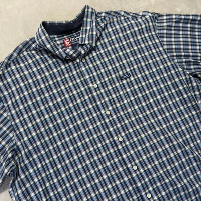 Camisa De Colección Chaps Ralph Lauren Para Hombre 2XL Azul A Cuadros Manga Corta Con Botones Foto 1 de 4