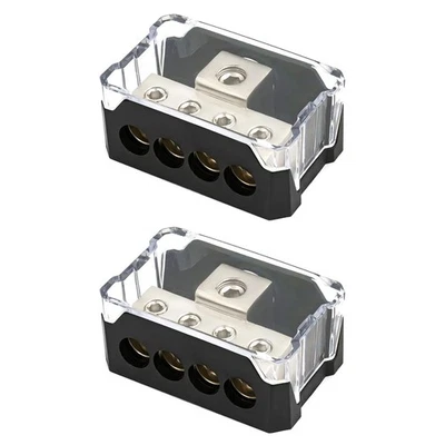 2x Power Ground Amp Distribution Block 0/2/4 AWG Input 4/8/10 AWG Output - Image 1 of 4