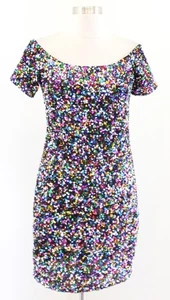 NWT Gianni Bini Zoe Confetti Rainbow Sequin Off the Shoulder Dress Party Size 4 - Picture 1 of 7