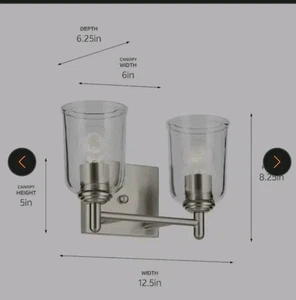 Kichler 45573 Shailene 2 Light 13"W Vanity Light - Nickel - Picture 1 of 3