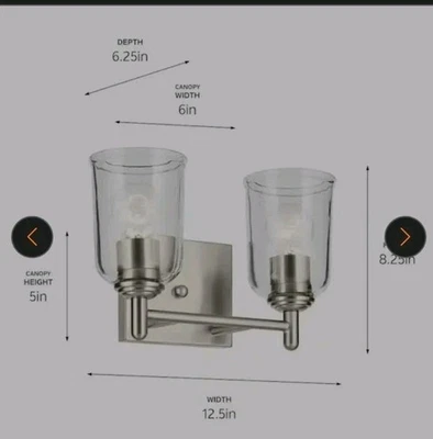 Kichler 45573 Shailene 2 Light 13"W Vanity Light - Nickel - Image 1 of 3