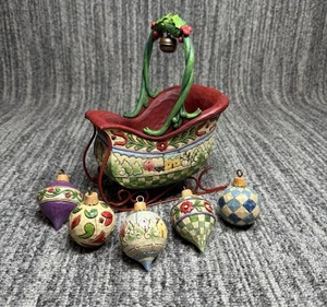 Jim Shore Heartwood Creek Schlitten Glocken Ring 5 Ornamente #4009195 Weihnachten Neu im Karton - Bild 1 von 4