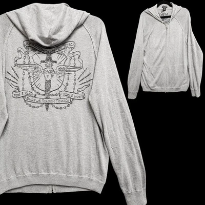 Vintage Guess Jeans Hooded Zip Shirt Mens XL (Fits as Med) Y2K Portuguese Script - Image 1 of 4