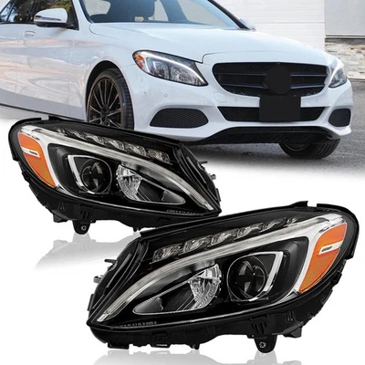 For 2015-2018 Mercedes Benz C-Class C300 W205 LED Headlights Driver & Passenger - Imagem 1 de 4