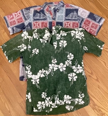 Reyn Spooner Hawaiian Shirt Mens Large Print Pullover Lot of 2 Green Blue Floral - Image 1 of 4