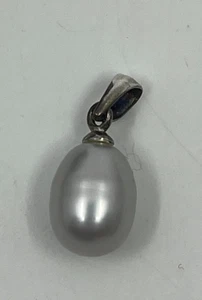 Silver/Grey Pearl Pendant ONLY for Necklace Sterling Silver 925 Tested - Picture 1 of 6