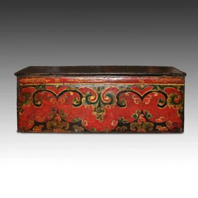 RARA MESA DE TÉ CHOCHE ANTIGUA PINTADA PINO TIBETANO MUEBLES CHINOS SIGLO XVII  Foto 1 de 3