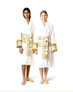 GREAT GIFT Versace Unisex Barocco Sleeve Robe Over Print Logo White Size M $550 - Picture 1 of 7