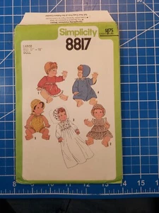 "1978" SIMPLICITY #8817 SUPER LINDO 17"-18" DE COLECCIÓN ARMARIO BEBÉ MUÑECA PATRÓN ~ SIN CORTAR - Imagen 1 de 9