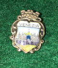 Vintage Travel Pin Badge VENEZIA ITALY c1930s VENICE ENAMEL WHITE METAL 1.7cm