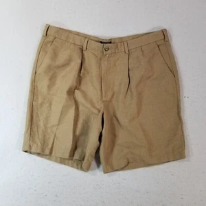 Pantalones Cortos Dockers Hombre 40x9 Marrón Lino Mezcla Plisado Exterior Preppy - Imagen 1 de 14