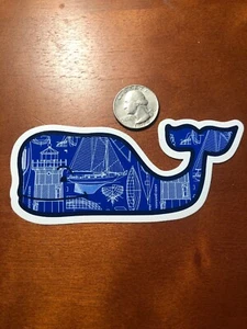 New Vineyard Vines Blue Nautical Themed Whale Sticker Hydroflask Yeti Car Decal - Picture 1 of 2