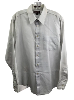 Austin Manor Satin Touch Men's Dress Shirt 16-34/35 Ivory With Stripes - Image 1 of 4