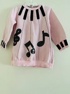 Girl's Piano Music Note Oversize Sweatshirt, Pink, 5 - Picture 1 of 2