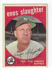 Enos Slaughter Signed 1959 Topps Card / Autographed New York Yankees