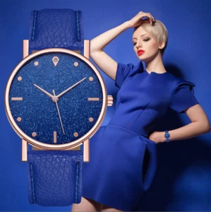 Ladies Sparkle Blue Wrist Watches - Women Quartz Analogue Casual Watch - Picture 1 of 3