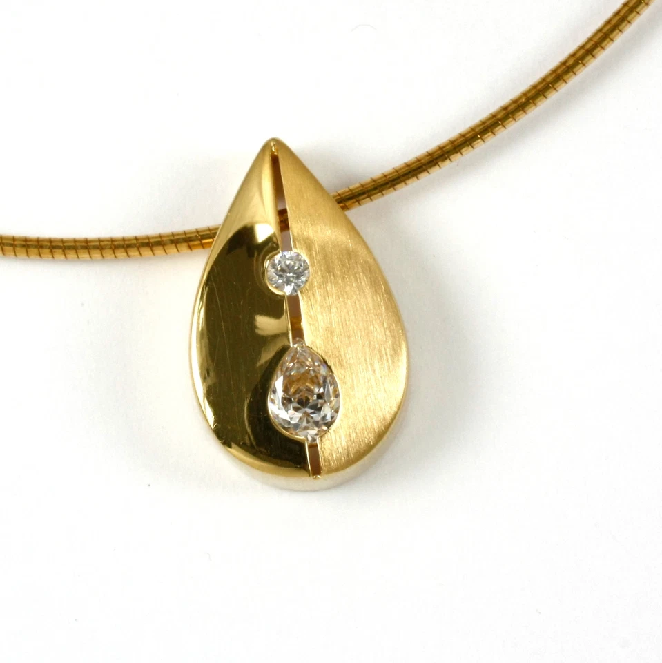 Pendentif En 333 Or 8 Carat Mat Brillant avec Zircone - Photo 1/1