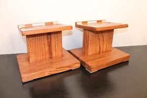 Two New 13 Inch High Solid Red Oak Speaker Stands - Red Oak Finish - Felt Pads - Picture 1 of 24