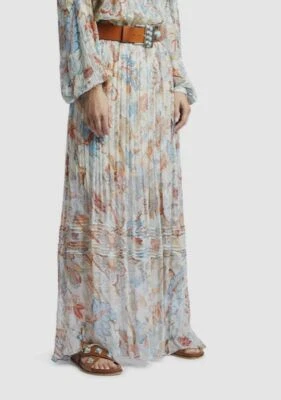 Maxi falda plisada de seda blanca con estampado floral Etro para mujer talla IT 38 / US 4 $2770 Foto 1 de 3