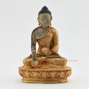 Shakyamuni Buddha Grab vergoldete Kupfer- und Kristallstatue aus Patan, Nepal - Bild 1 von 4