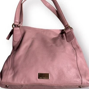 Bolso Hobo Retro Paul Costelloe Rosa Malva Cuero Genuino Grande - Imagen 1 de 9