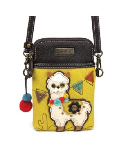 LLAMA CELLPHONE CROSSBODY PURSE BAG MUSTARD CHALA