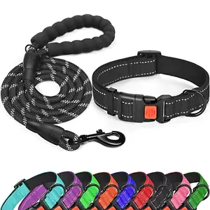 Collar reflectante para perro suave de nailon acolchado XS S M L collar para cachorro perro 10-24"" - Imagen 1 de 13