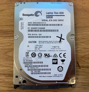 SEAGATE LAPTOP THIN 500GB 2.5" SATA HARD DRIVE HDD ST500LT012 691918-003 *AS IS* - Picture 1 of 5