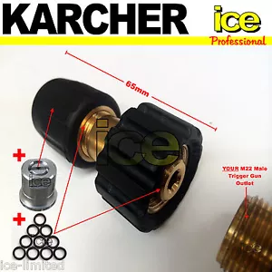 KARCHER HDS 601 745 6/12 7/10 M22 PISTOLA TRIGGER CORTA STUBBY MINI UGELLO LANCIA JET - Foto 1 di 1