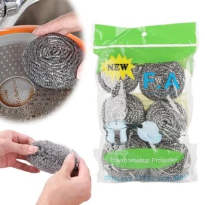 Six-pack steel wool 304 cleaning ball stainless steel pot brush✨y O1L3 Q4Q6 - Picture 1 of 18