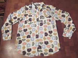Karl Lagerfeld Rues de Paris long sleeve button-front blouse sz LGE - Picture 1 of 5