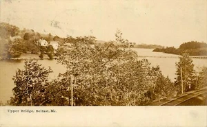 OBERE BRÜCKE, BELFAST, MAINE, RPPC, ALTE POSTKARTE (AA44) - Bild 1 von 2
