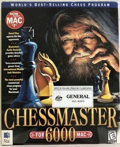 ChessMaster 6000 Mac Josh Waitzkin Mattel 1990 - 1999 BIG BOX CD ROM - Picture 1 of 13